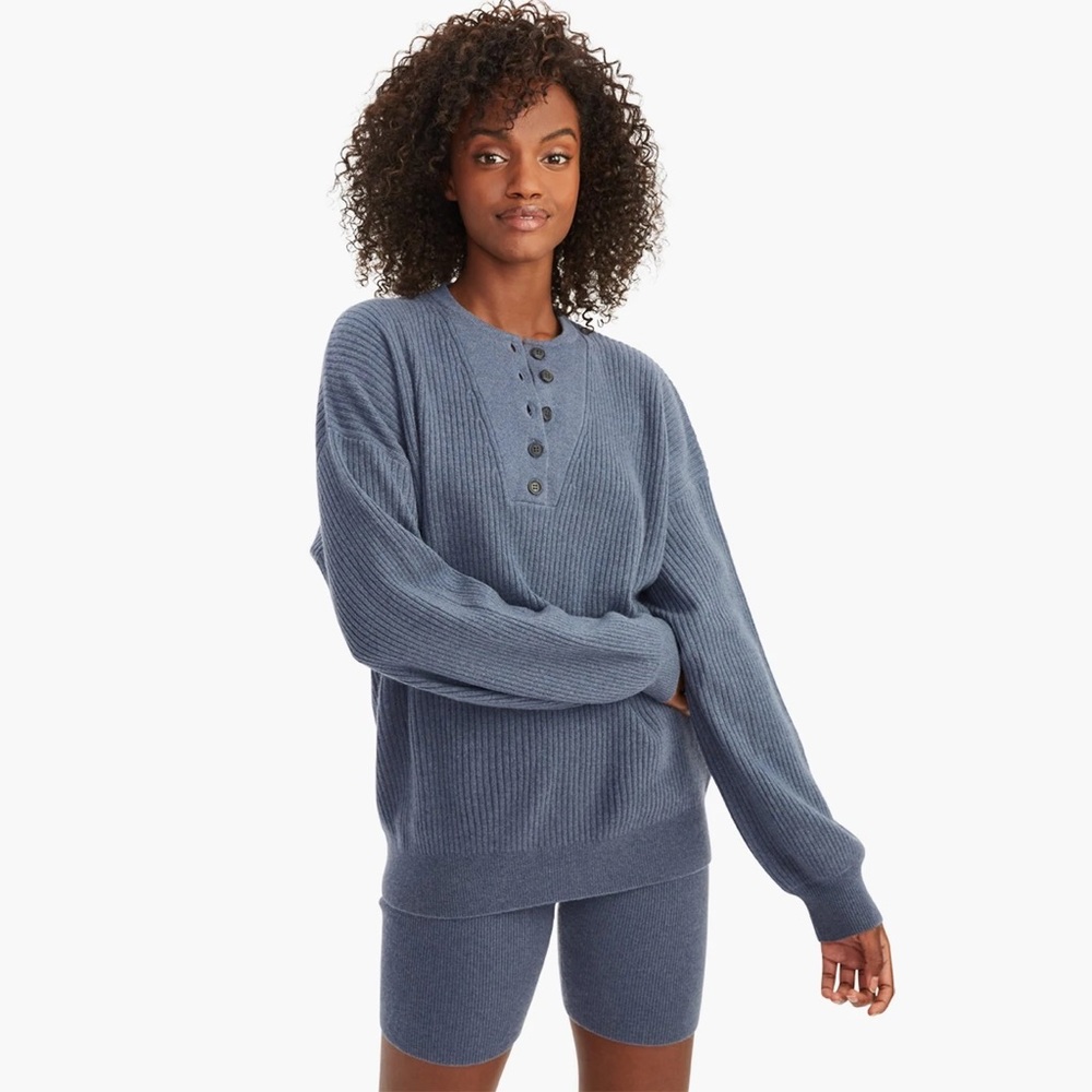 Naadam recycled cashmere ribbed Henley